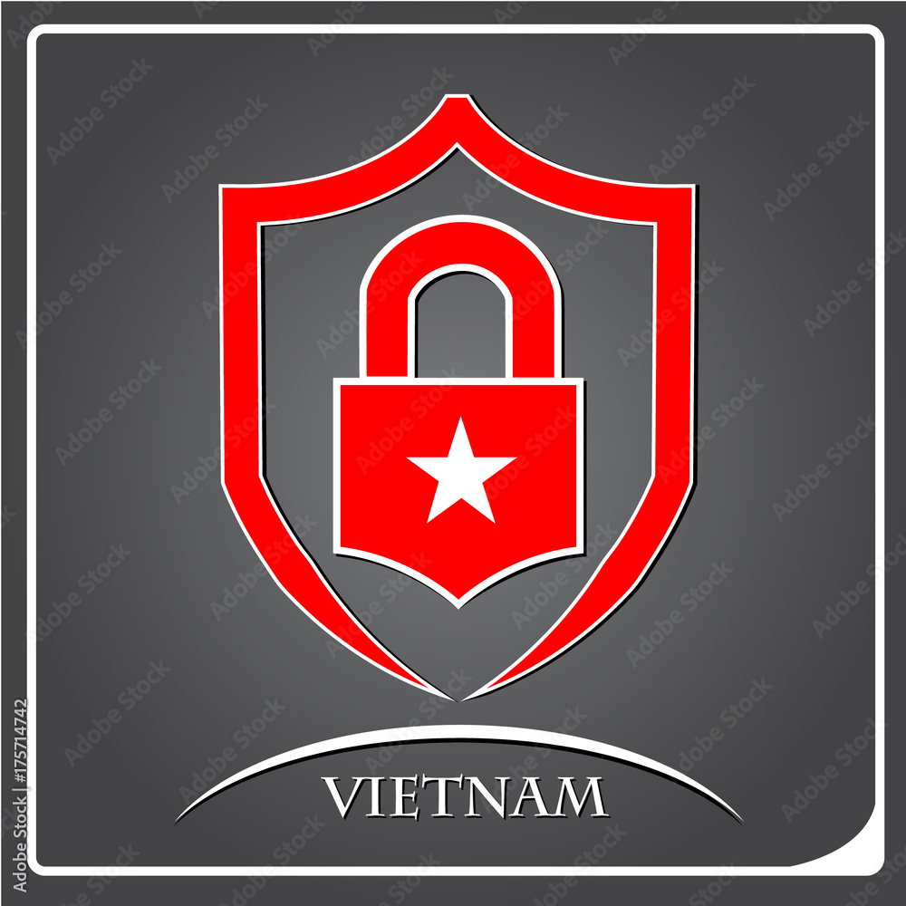 lock logo made from the flag of Vietnam