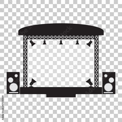 Concert stage and musical equipment simpl flat design. photo