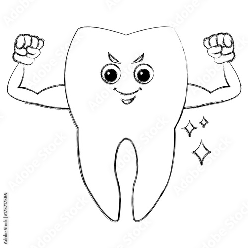 Cute tooth cartoon icon vector illustration graphic design