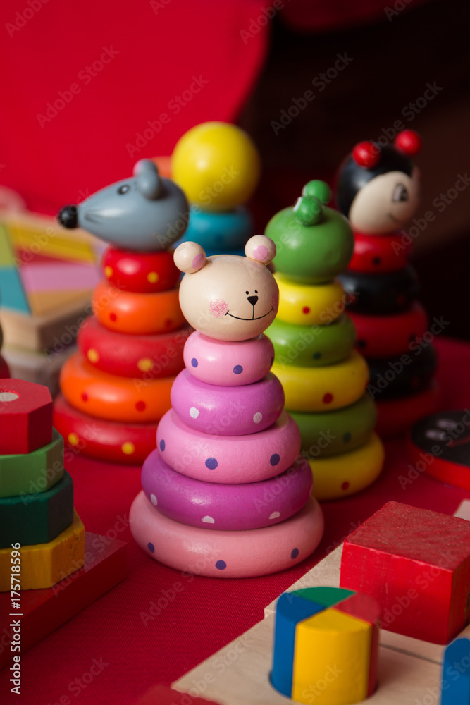 Colorful vintage baby toys