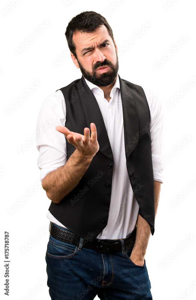 Tired cool man on isolated white background Tired cool man on isolated white background