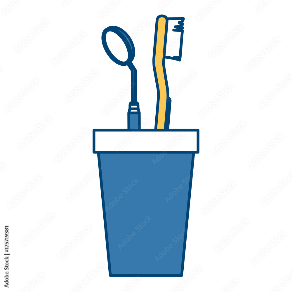 Cup with dental tools icon vector illustration graphic design Cup with dental tools icon vector illustration graphic design