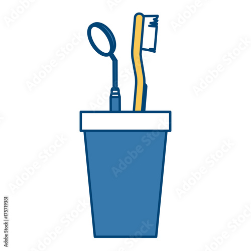 Cup with dental tools icon vector illustration graphic design