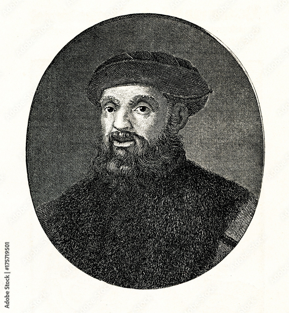Ferdinand Magellan, Portuguese explorer, which expedition to the East  Indies resulted in the first circumnavigation of the Earth (from Spamers  Illustrierte Weltgeschichte, 1894, 5[1], 67) Stock Illustration