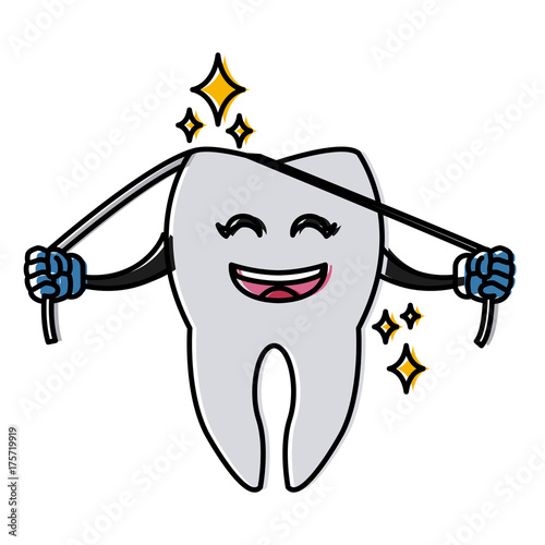 Cute tooth cartoon icon vector illustration graphic design