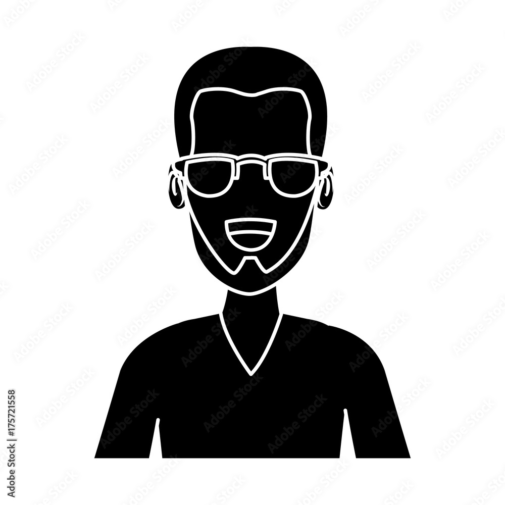 Man face with glasses cartoon icon vector illustration graphic design Man face with glasses cartoon icon vector illustration graphic design