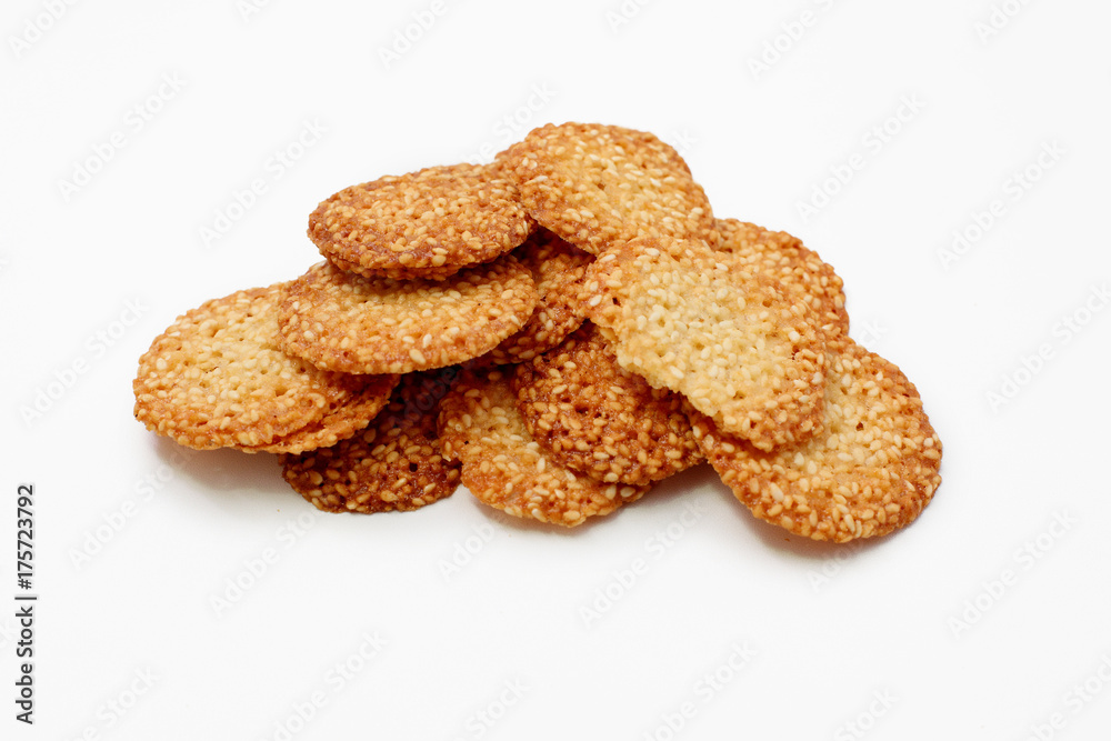 sesame cookies on a white background sesame cookies on a white background