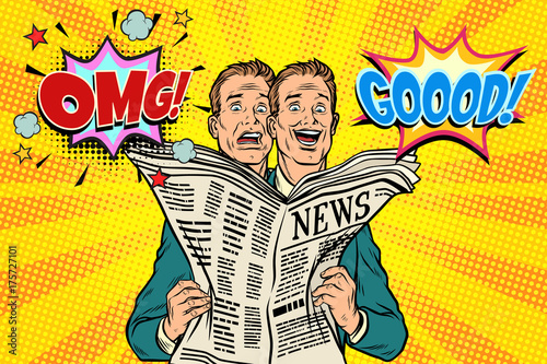 Good and bad newspaper news, the reaction of men