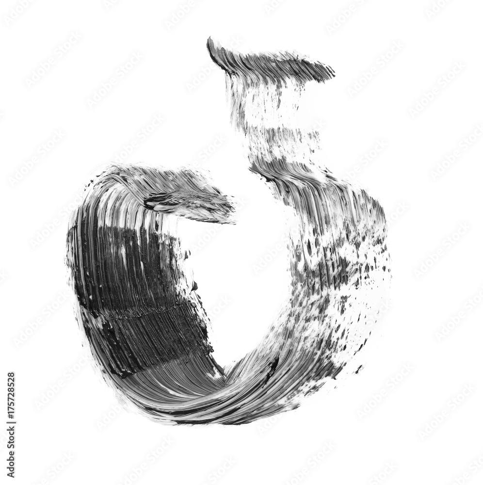 Black mascara brush stroke isolated on white