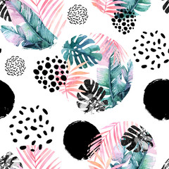 Papier peint photo Style Memphis patrons Motif nature abstrait Memphis organique  © Tanya Syrytsyna