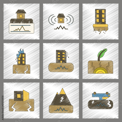assembly flat shading style icon natural disaster earthquake