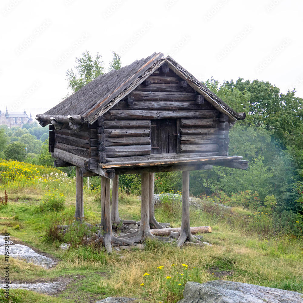 Wooden house on chicken or bird legs Wooden house on chicken or bird legs