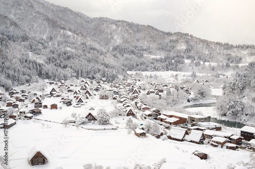 Historic Villages of Shirakawa-go  Japan in snowy day.