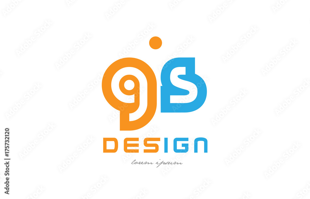 gs g s orange blue alphabet letter logo combination
