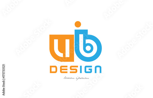 ub u b orange blue alphabet letter logo combination