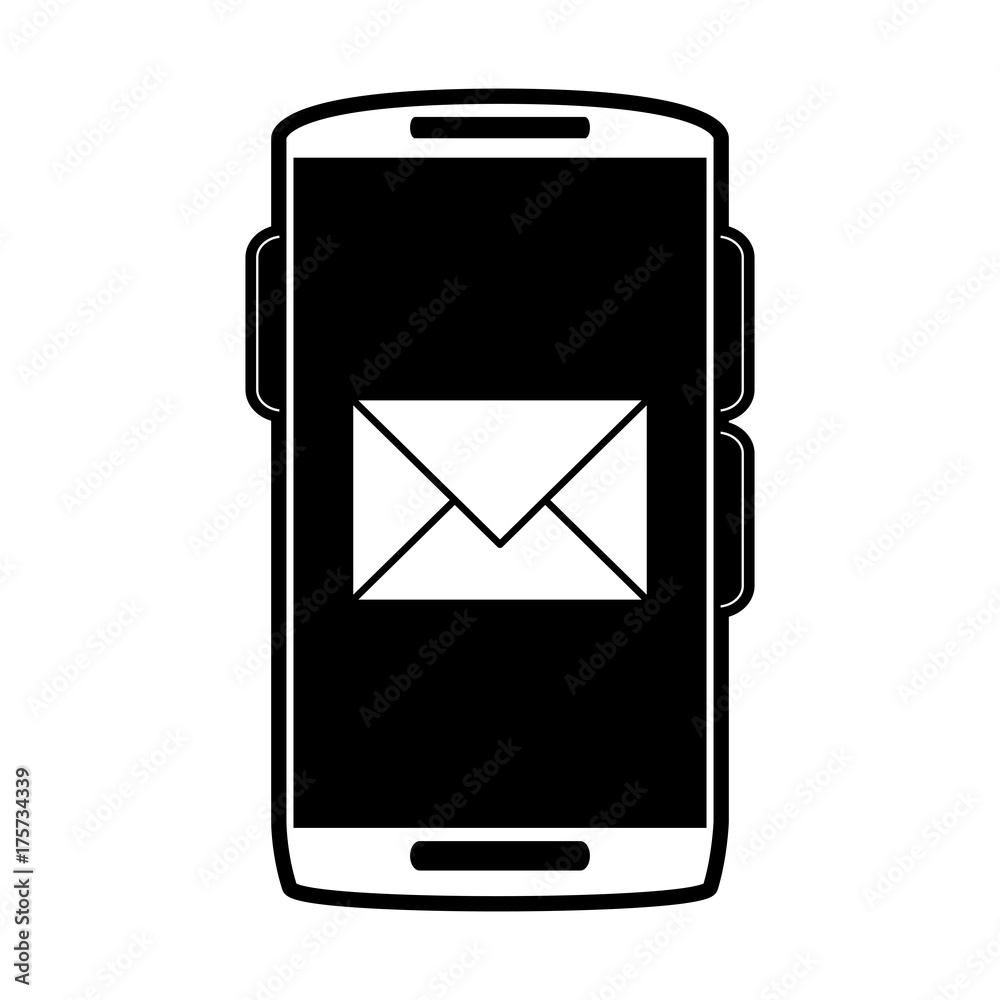 smartphone with message envelope on screen icon image vector illustration design black and white smartphone with message envelope on screen icon image vector illustration design black and white