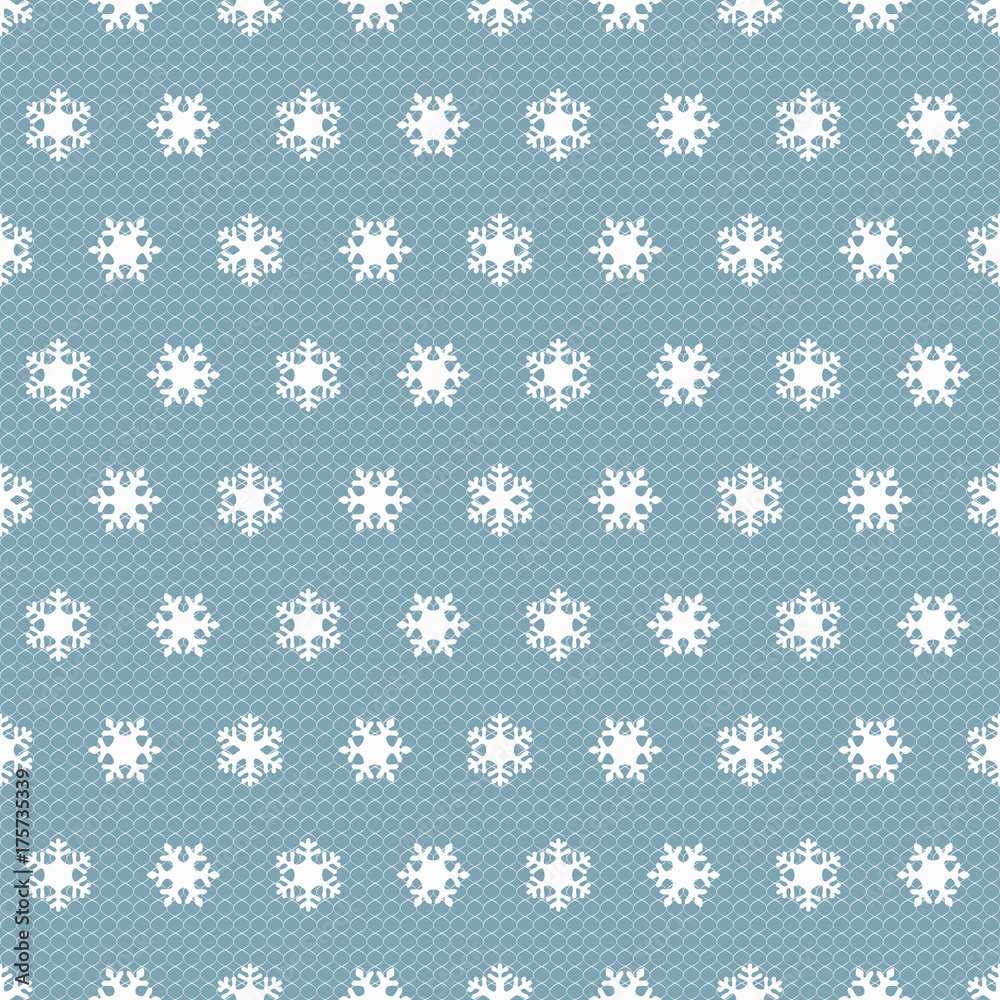 Seamless winter pattern, white snowflakes, Christmas and New Year background, holiday lace decor. Vector illustration