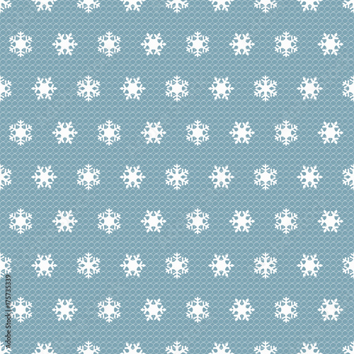 Seamless winter pattern, white snowflakes, Christmas and New Year background, holiday lace decor. Vector illustration
