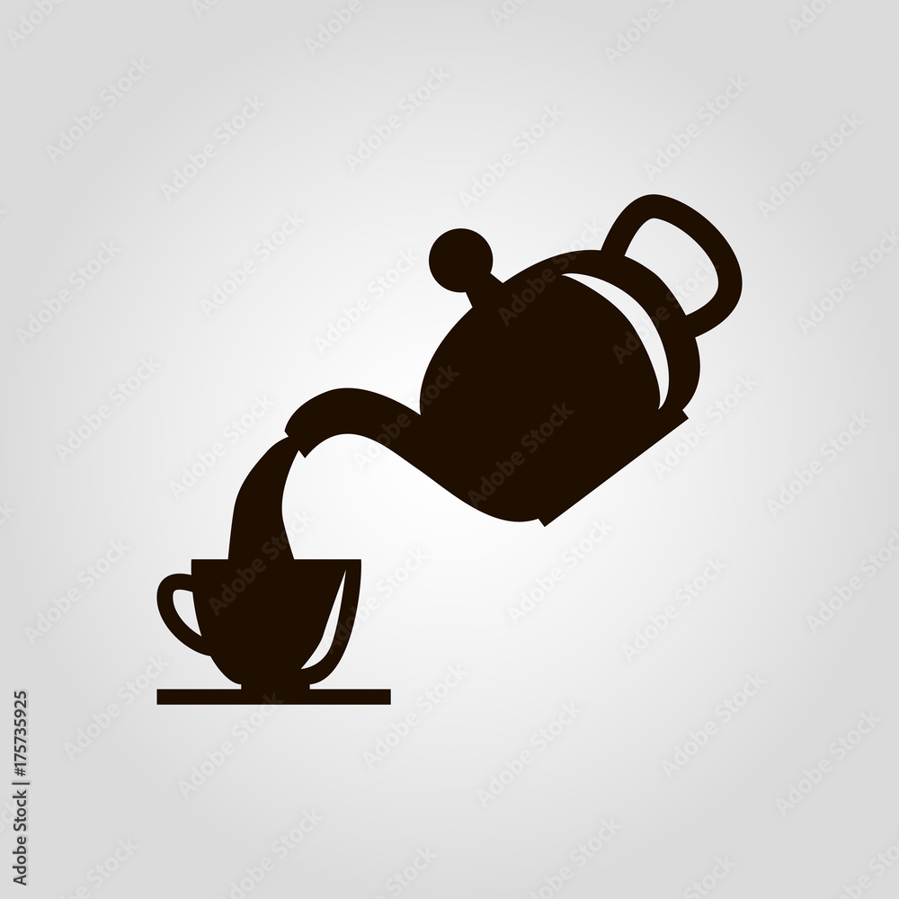 Tea kettle and cup of tea isolated flat vector icon Stock Vector Adobe Stock