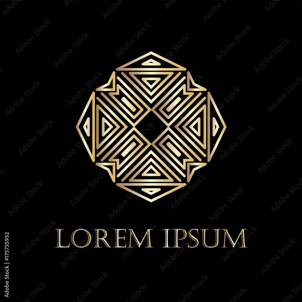 Art deco golden ornamental logo. Template for design. Vector illustration eps10 Art deco golden ornamental logo. Template for design. Vector illustration eps10