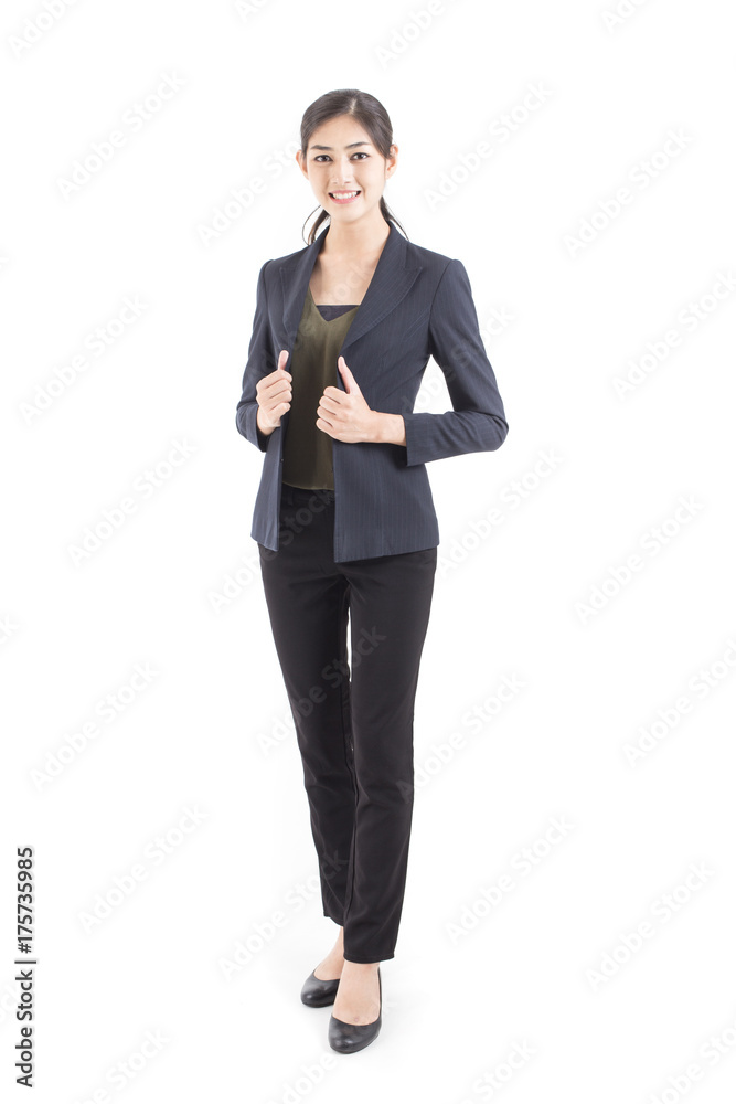 Asian Business Woman smiling, Woman stand and smile, isolated on white background, Woman working concept. Asian Business Woman smiling, Woman stand and smile, isolated on white background, Woman working concept.