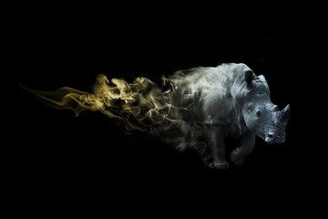 digital art image of a rhino with amazing photoshop effect
