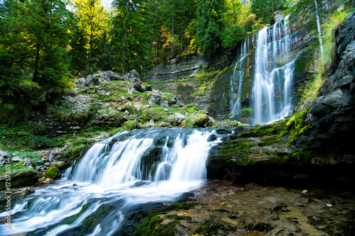 Silky waterfall in autumn