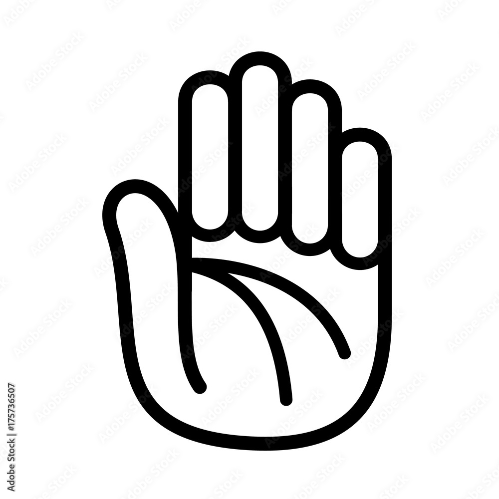 Hand open palm lines vector logo. Outline style. Hand open palm lines vector logo. Outline style.