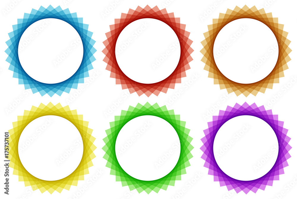 Six round frame in different colors Six round frame in different colors