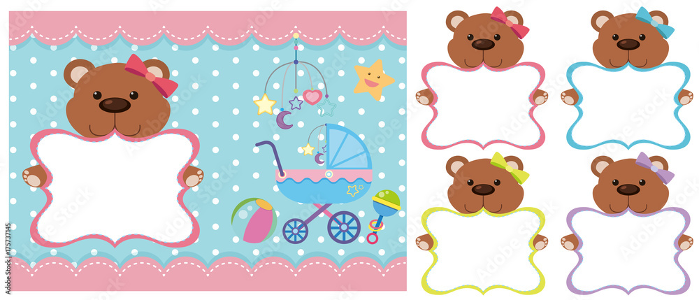 Background template with teddy bears