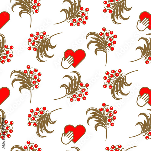 Russian folk berry traditional seamless vector pattern. Culture symbol background.
