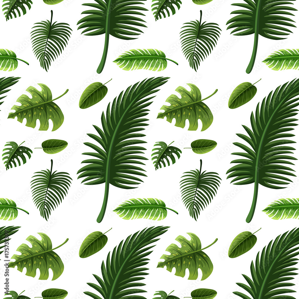 Seamless design with many green leaves