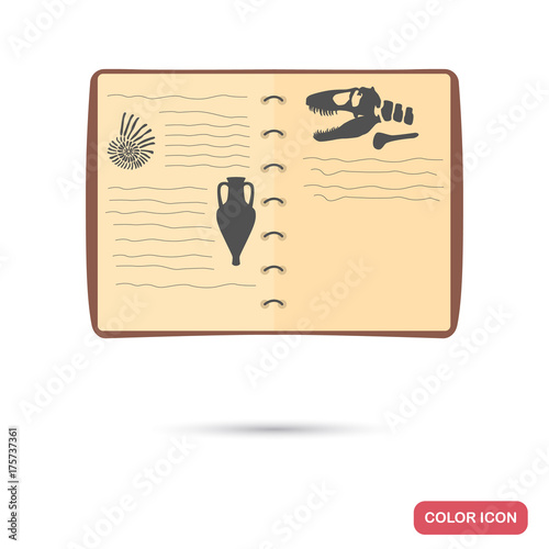 Archaeologist notebook color flat icon
