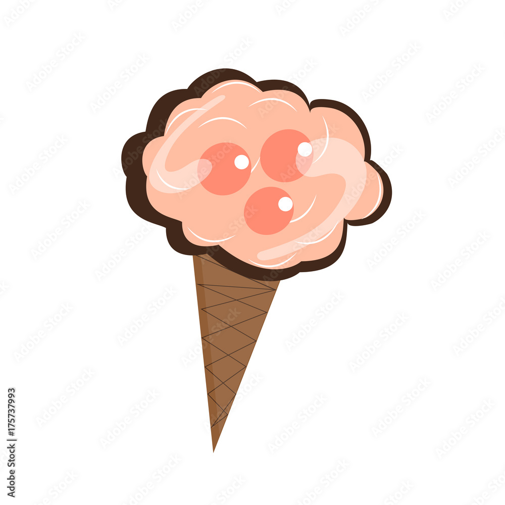 Icon of ice cream pink on white background Icon of ice cream pink on white background
