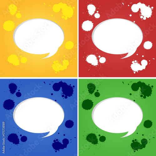 Speech bubble on four different color background