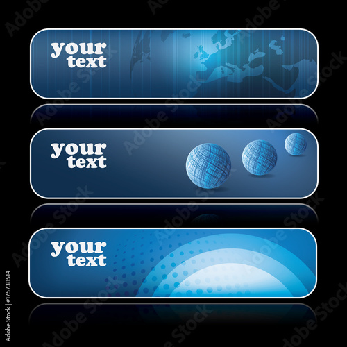 Blue Header Design Set in Editable Vector Format 