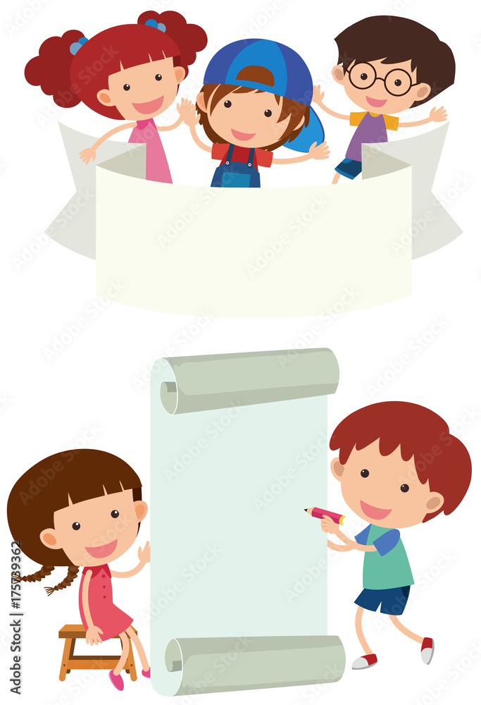 Banner design with happy children Banner design with happy children