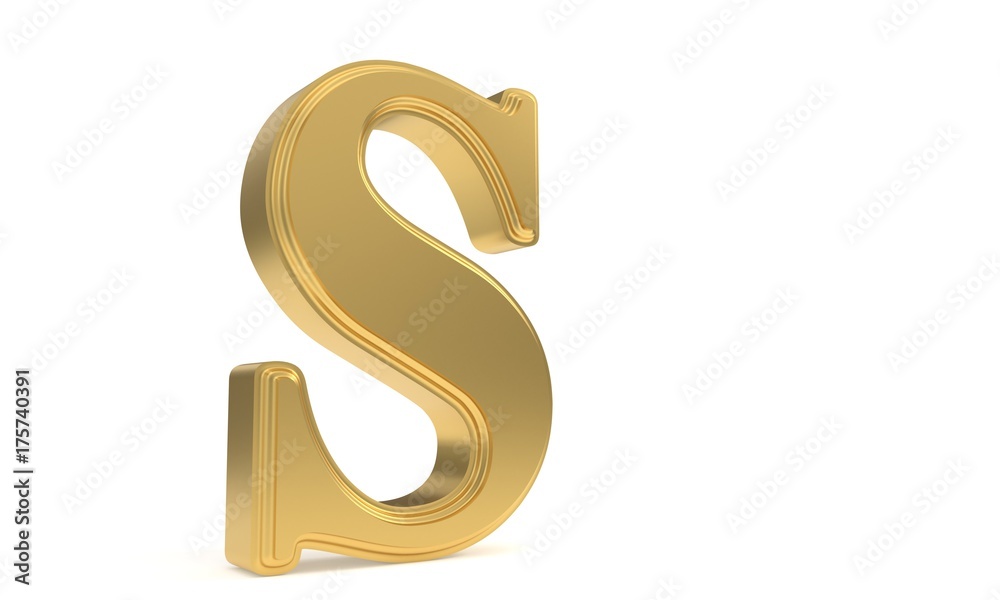 S gold romantic alphabet, 3d rendering S gold romantic alphabet, 3d rendering
