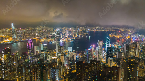 Honk Kong city at night. China.