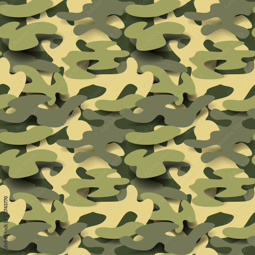 Fototapeta premium Military Seamless Pattern. Camouflage Background. Camo Fashion Texture. Army Uniform. Vector illustration