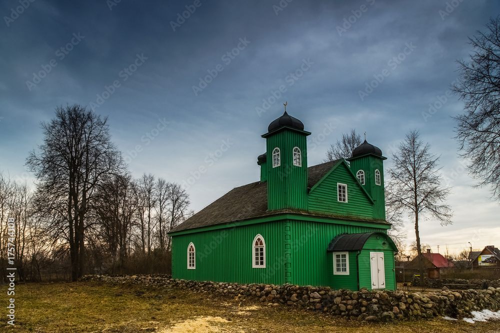 Wooden mosque in Kruszyniany village, Podlasie, Poland