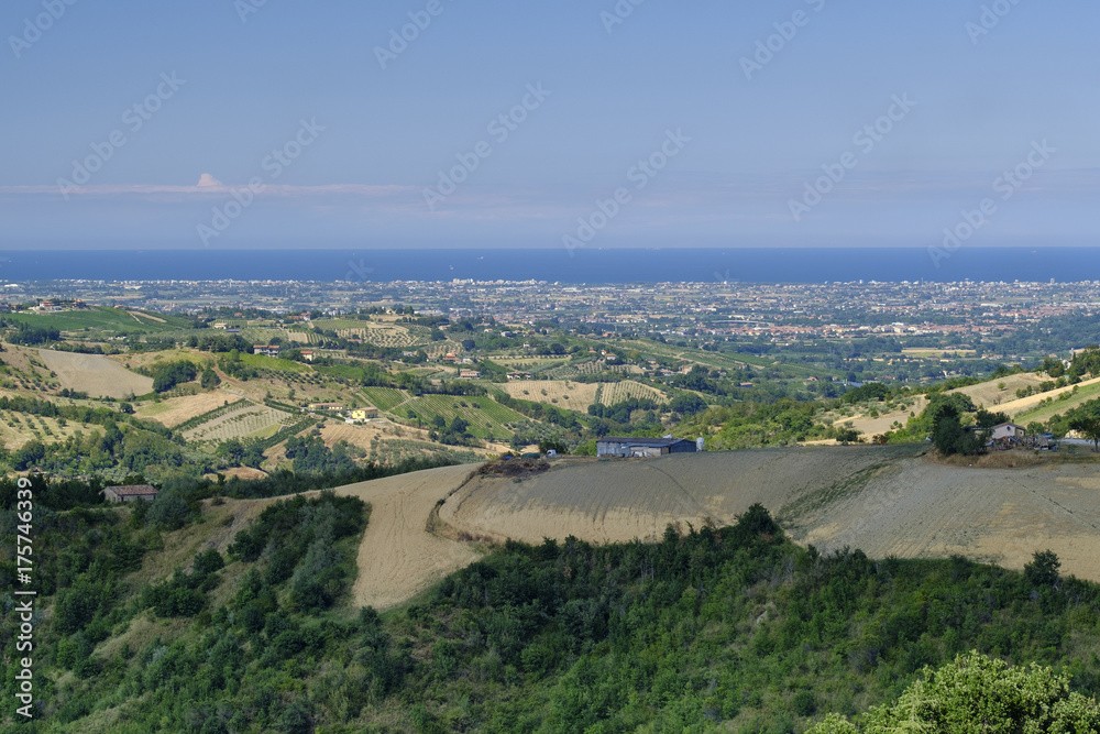 Landscape in Romagna at summer from Sogliano al Rubicone