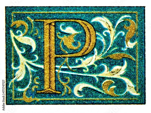 Initial "P" from missal (from Meyers Lexikon, 1896, 13/248/249)