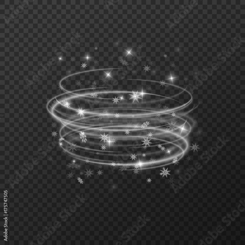 falling snow wind on transparent background, vector design of background. winter theme