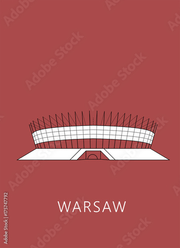 Simple minimalistic illustration of National Stadium in Warsaw (Stadion Narodowy)