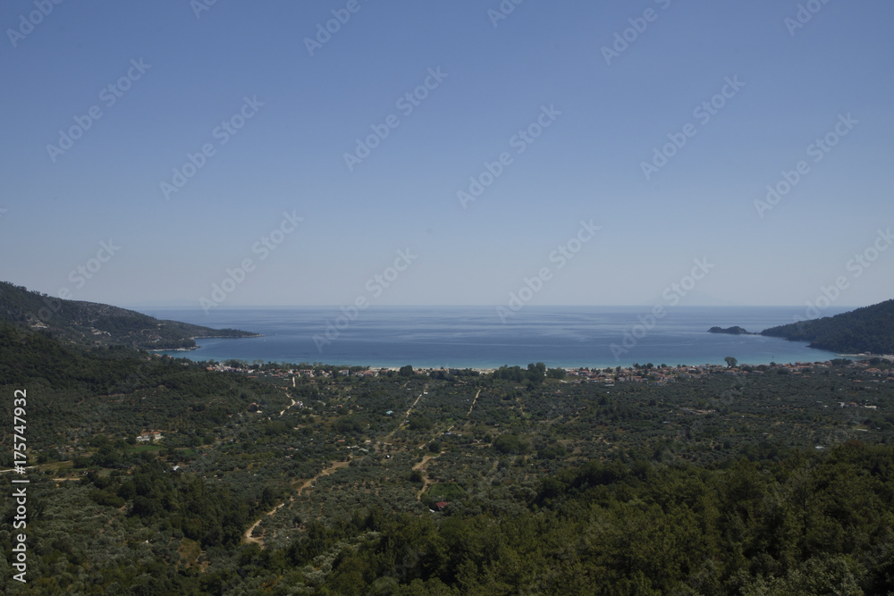 View from mount Ipsarion to the East over the golden beach