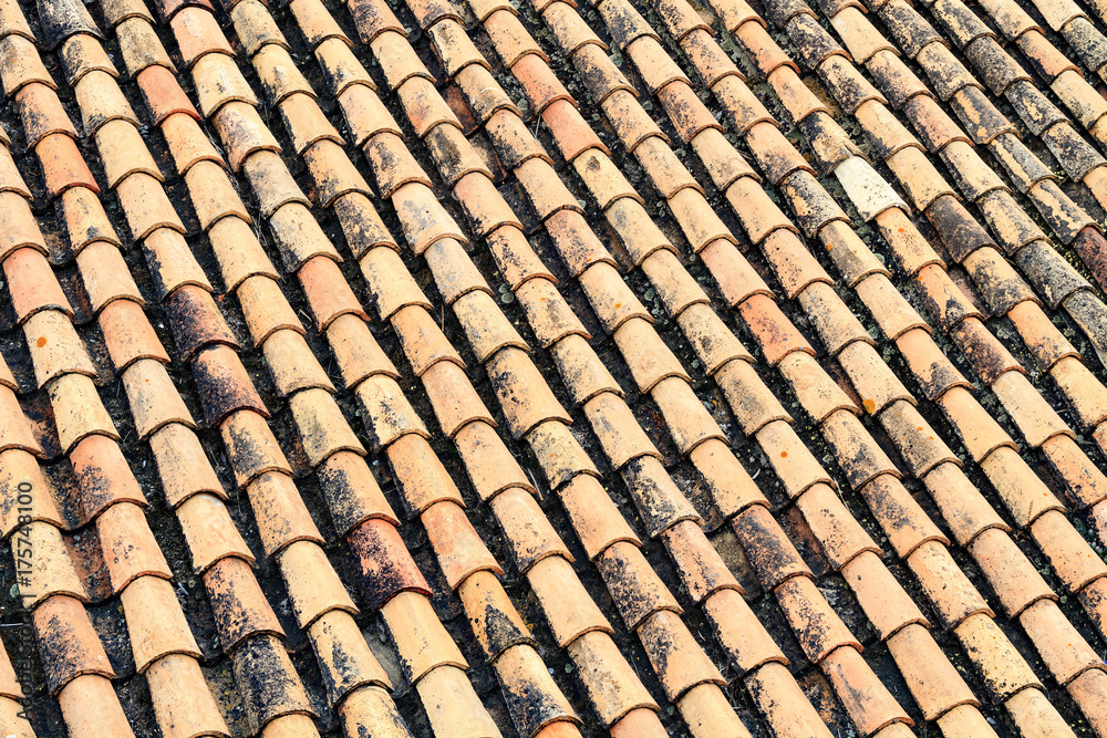 Closeup shot of background of old roof tiles Closeup shot of background of old roof tiles