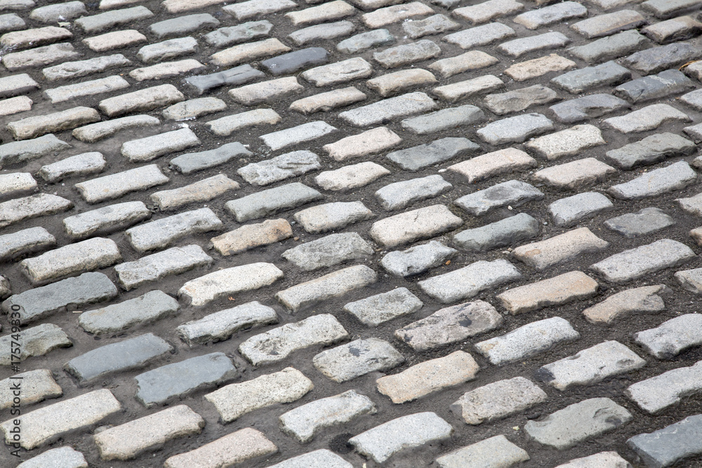 Fototapeta premium Cobblestone Street; Caemarfon, Wales