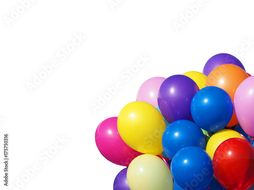 Multicolored balloons filled with helium isolated on white background