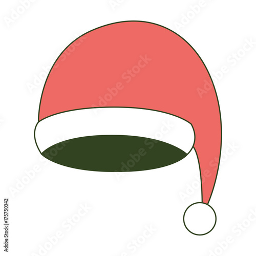 santa claus christmas cap on color section silhouette